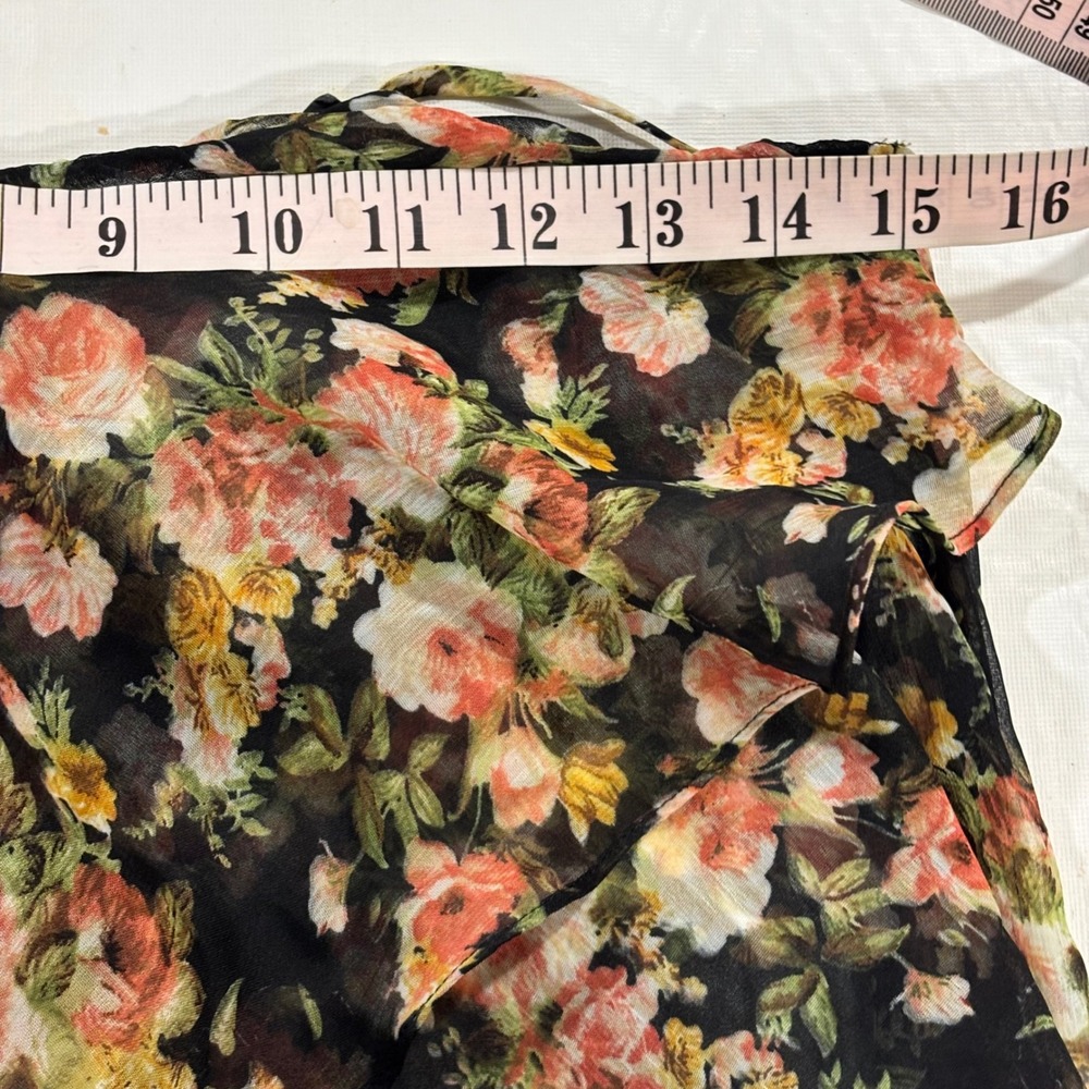 UNIF Black Floral Sheer High Low Chiffon Cami Top Dress Spaghetti Strap XS NWT - Picture 11 of 11